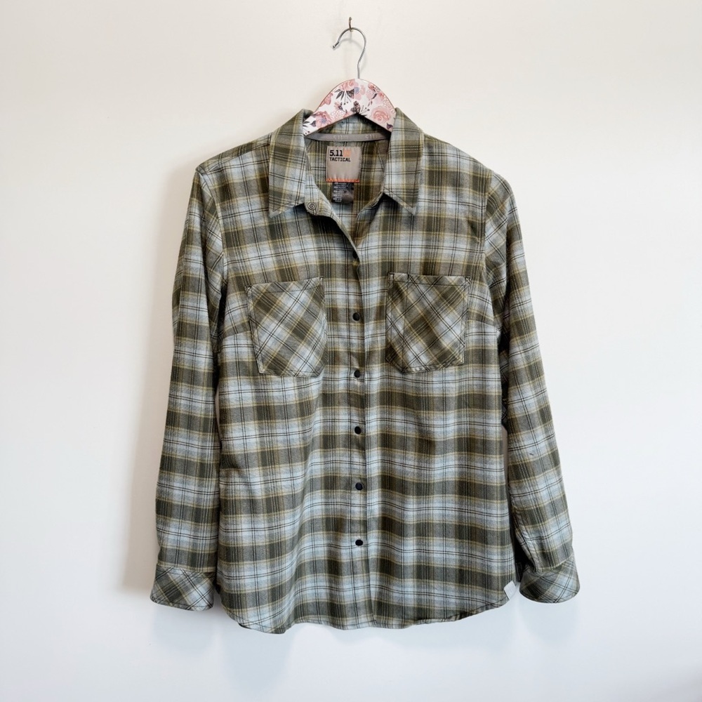 5.11 TACTICAL Hanna Flannel Shirt Snap Button Green Blue Women’s M Medium